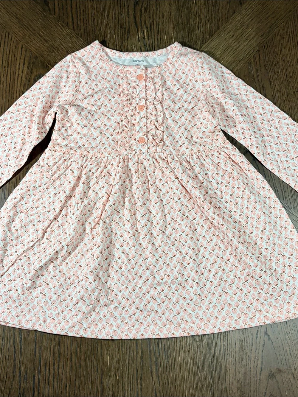 Carter's Peach Pink Floral Long-Sleeve Pajama Nightgown